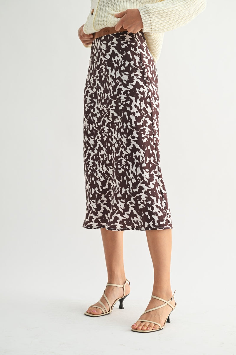 PRINTED SATIN SKIRT