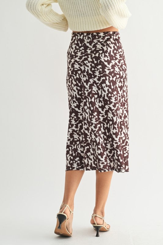 PRINTED SATIN SKIRT