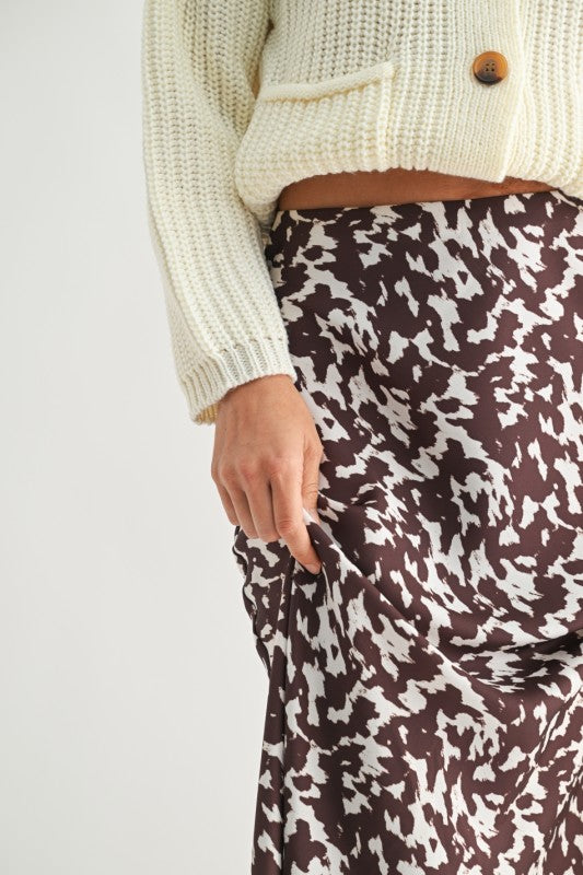 PRINTED SATIN SKIRT