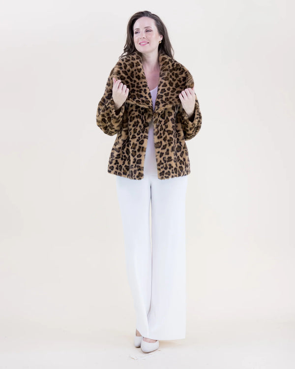 LEOPARD SHORT FAUX FUR JACKET