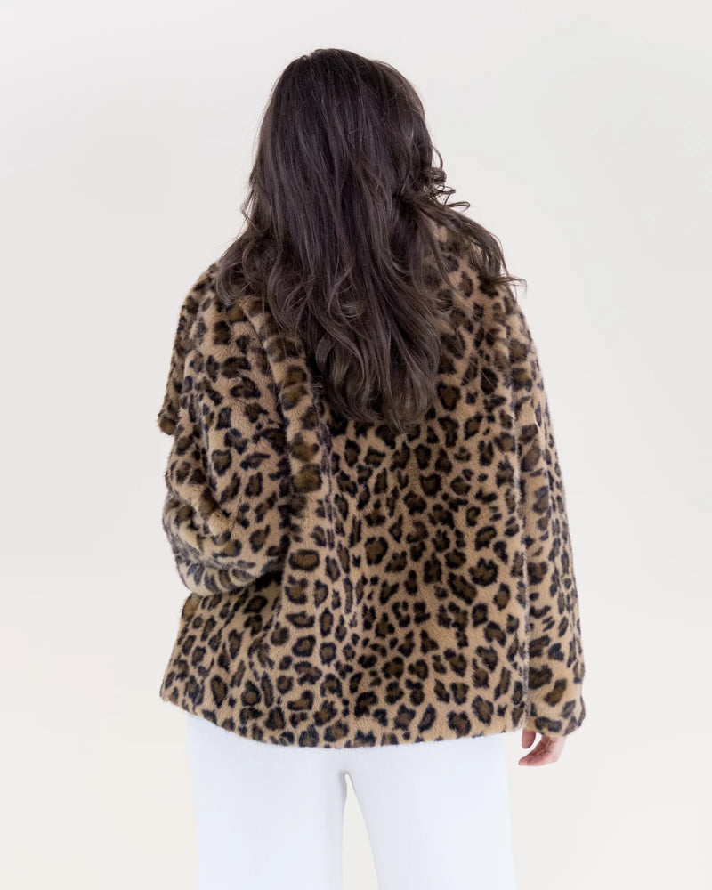 LEOPARD SHORT FAUX FUR JACKET