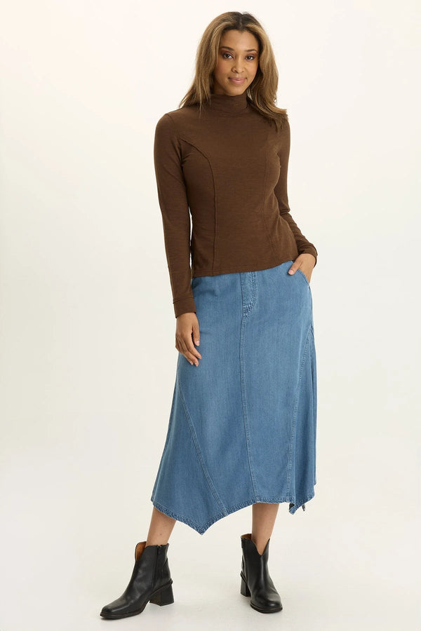 KYRIE LONG DENIM SKIRT