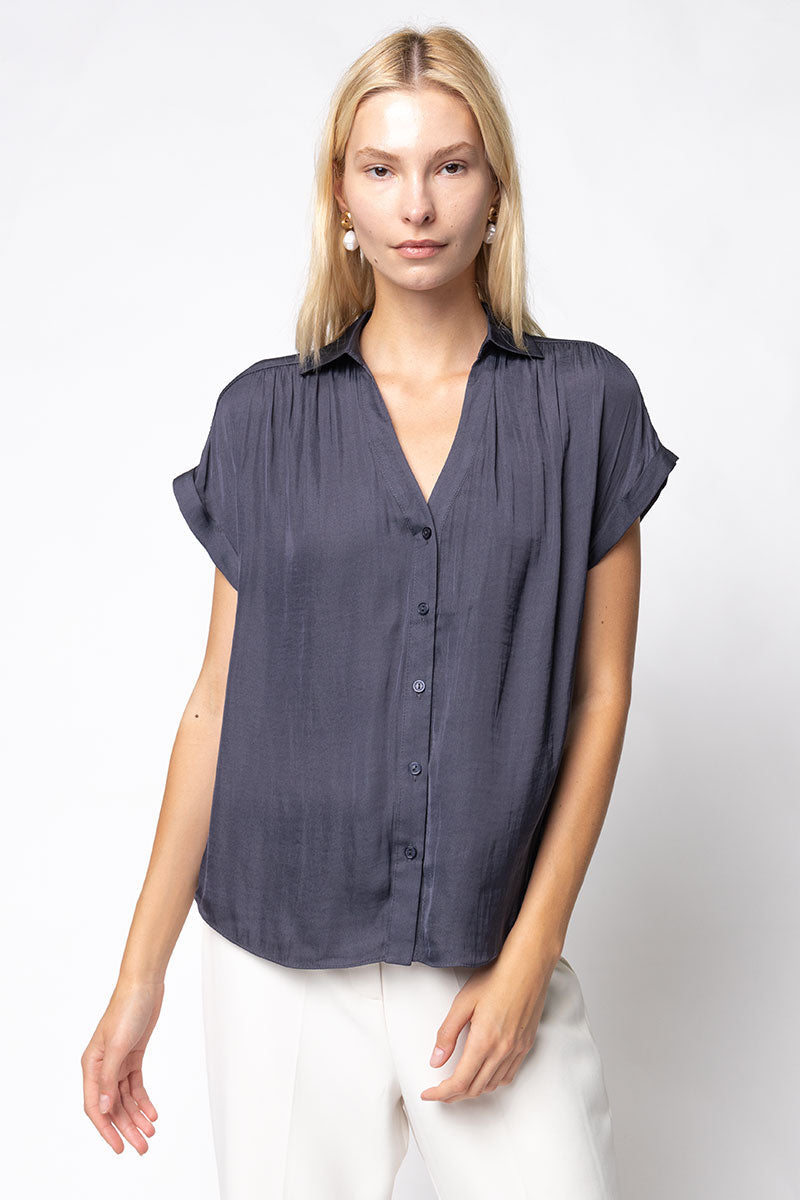 SHORT SLEEVE BUTTON DOWN TOP (available in 3 colors)