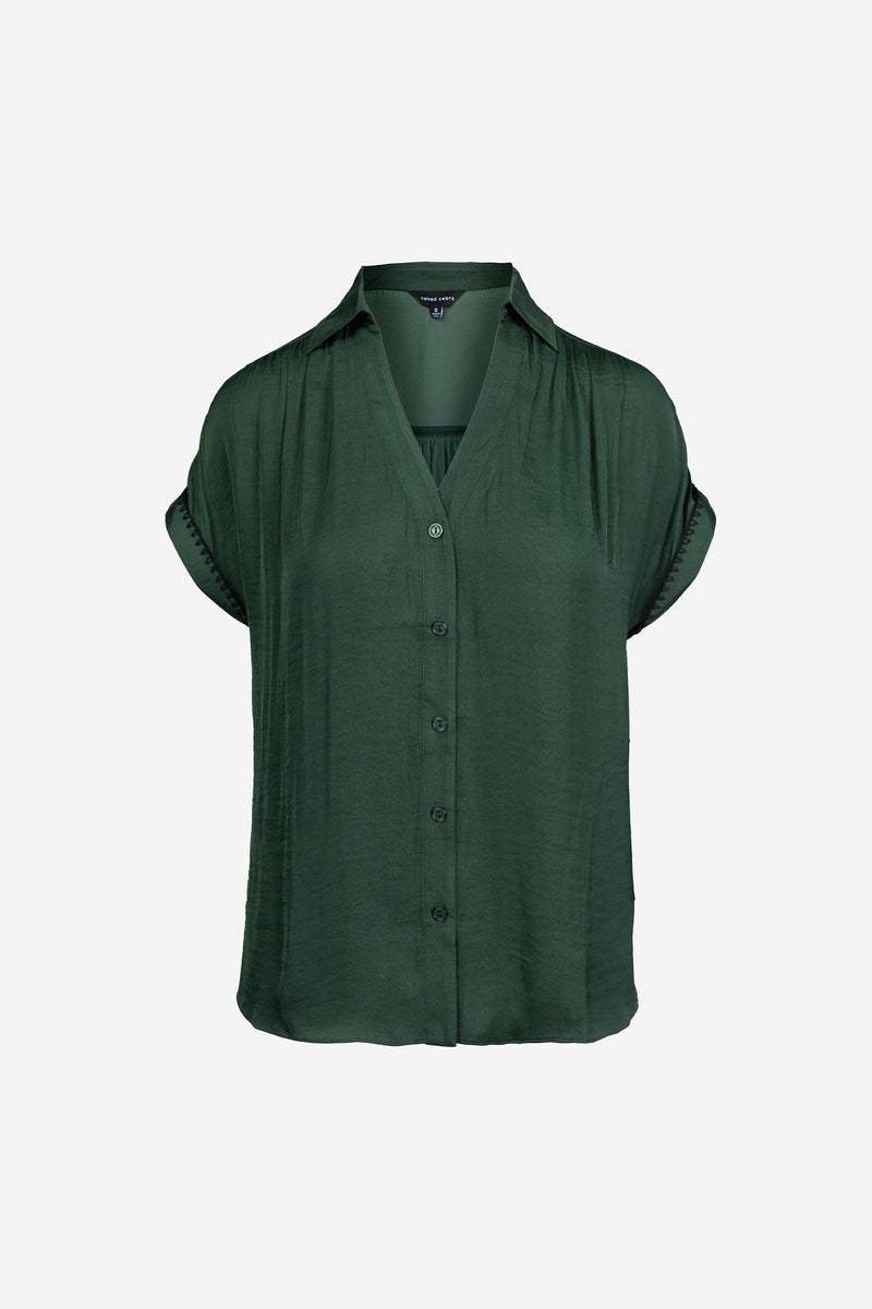 WHIPSTITCH SLEEVE BUTTON UP BLOUSE(available in 3colors)