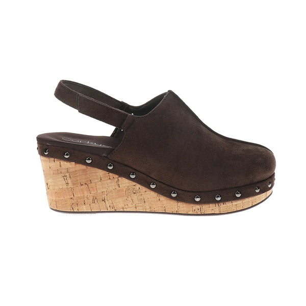 FAUX SUEDE SLING BACK MULE.