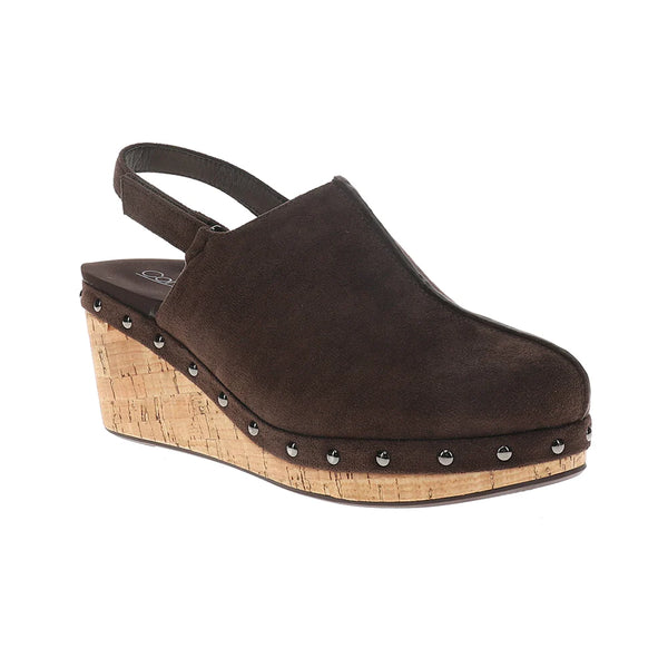 FAUX SUEDE SLING BACK MULE.