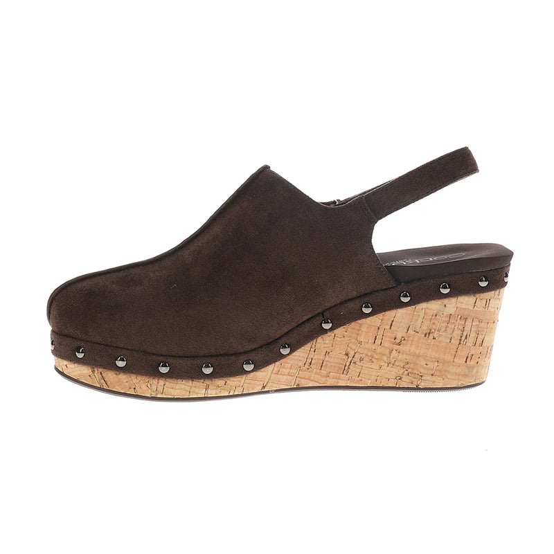 FAUX SUEDE SLING BACK MULE.