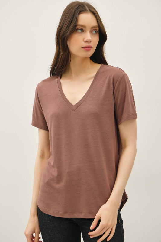 SUPER SOFT V NECK TEE ( available in 2 colors)