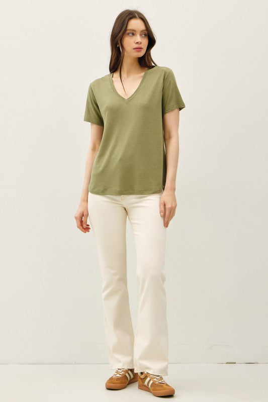 SUPER SOFT V NECK TEE ( available in 2 colors)