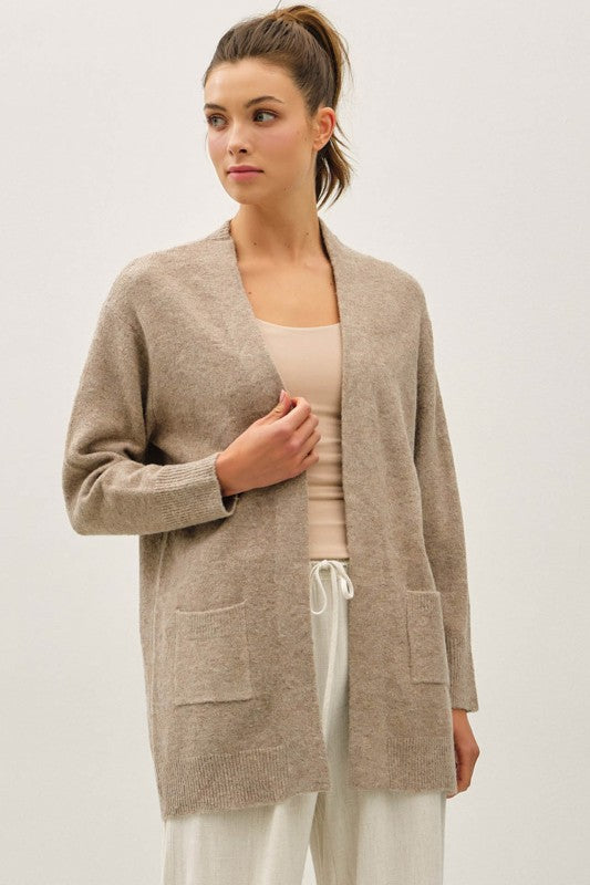 COZY LONG CARDI WITH POCKETS ( available in 2 colors)