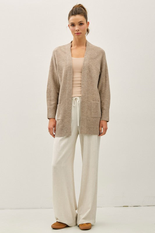 COZY LONG CARDI WITH POCKETS ( available in 2 colors)