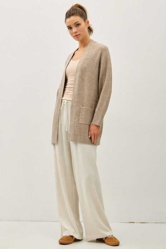 COZY LONG CARDI WITH POCKETS ( available in 2 colors)
