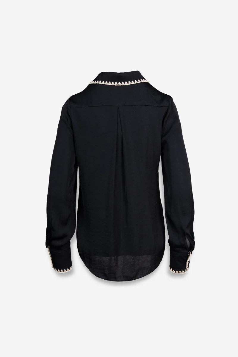 BLANKET STITCH LONG SLEEVE BLOUSE (available in 3 colors)