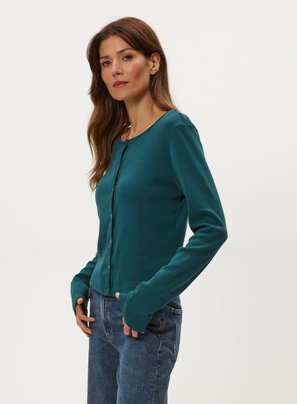 TRIXIE CREW NECK SNAP CARDI