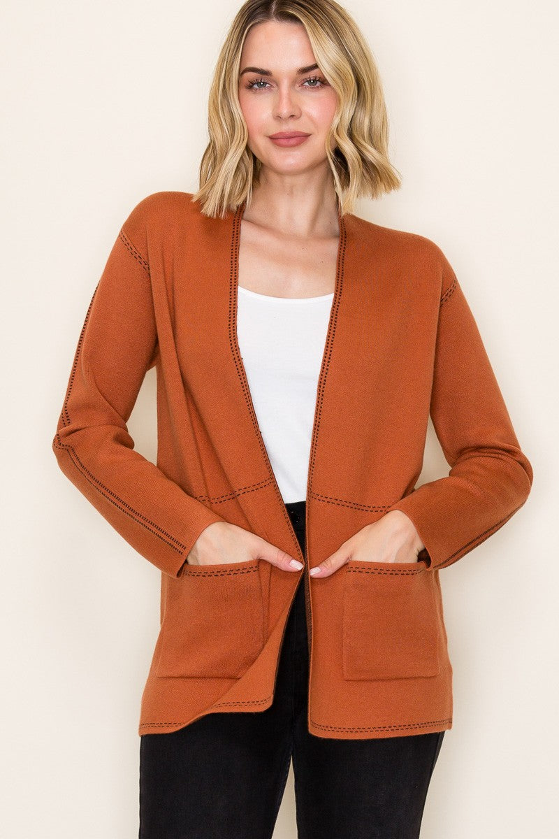 JACQUARD STITCH CARDI WITH POCKETS