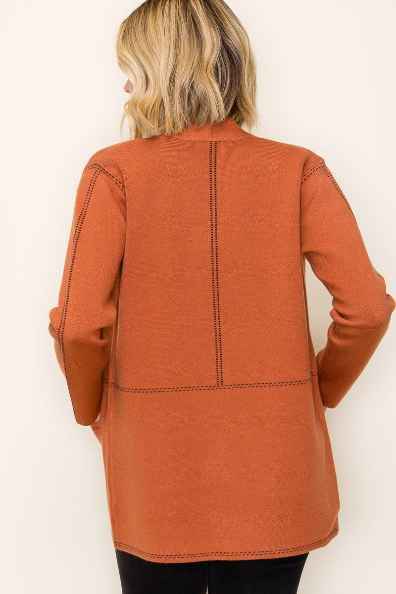 JACQUARD STITCH CARDI WITH POCKETS