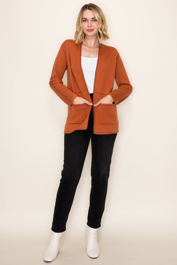 JACQUARD STITCH CARDI WITH POCKETS