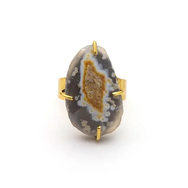 GREY AGATE RING