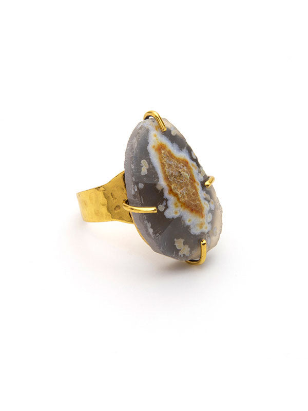 GREY AGATE RING