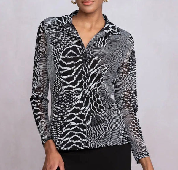 PRINTED MESH BLOUSE