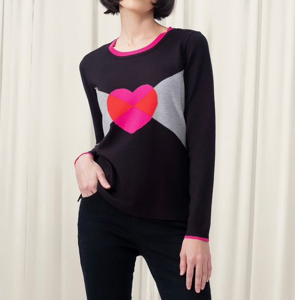 2 TONE SWEATER WITH HEART
