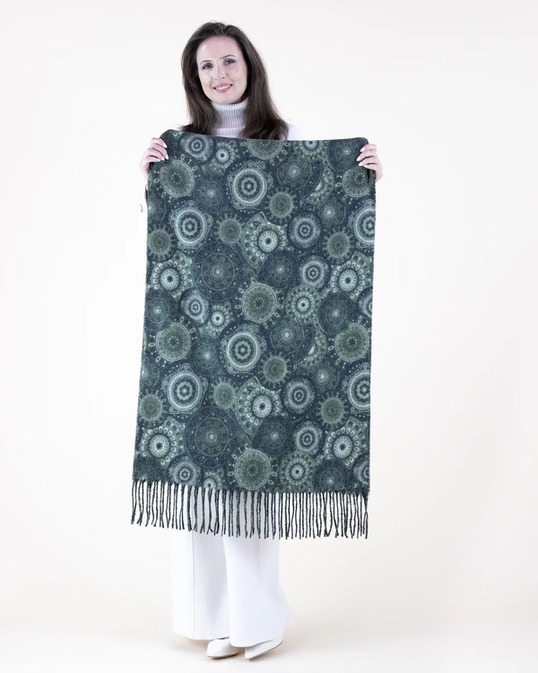 ORNATE CIRCLE WITH FRINGE SCARF (available in 2 colors)
