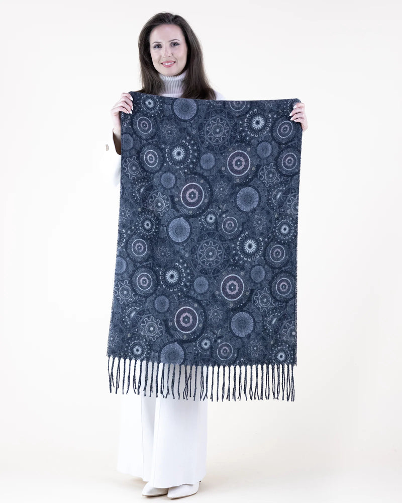 ORNATE CIRCLE WITH FRINGE SCARF (available in 2 colors)