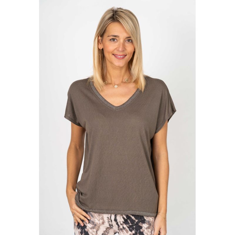 V NECK TEE WITH LUREX (available in more colors)