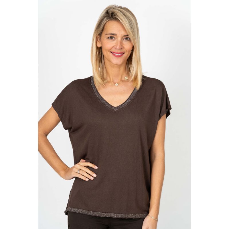 V NECK TEE WITH LUREX (available in more colors)