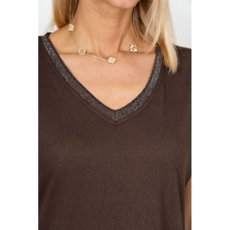 V NECK TEE WITH LUREX (available in more colors)