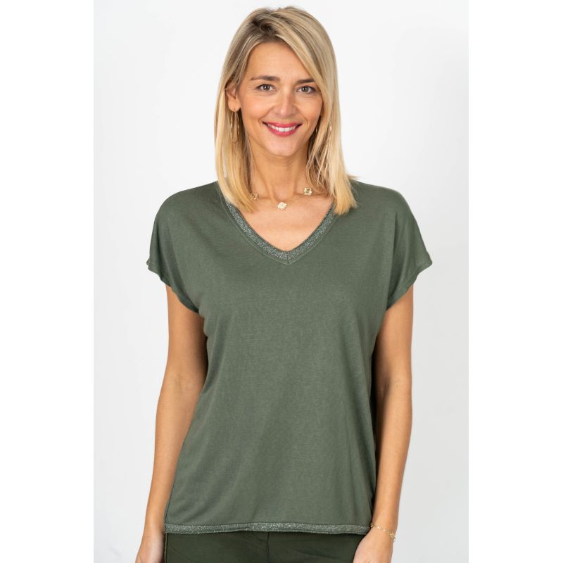 V NECK TEE WITH LUREX (available in more colors)