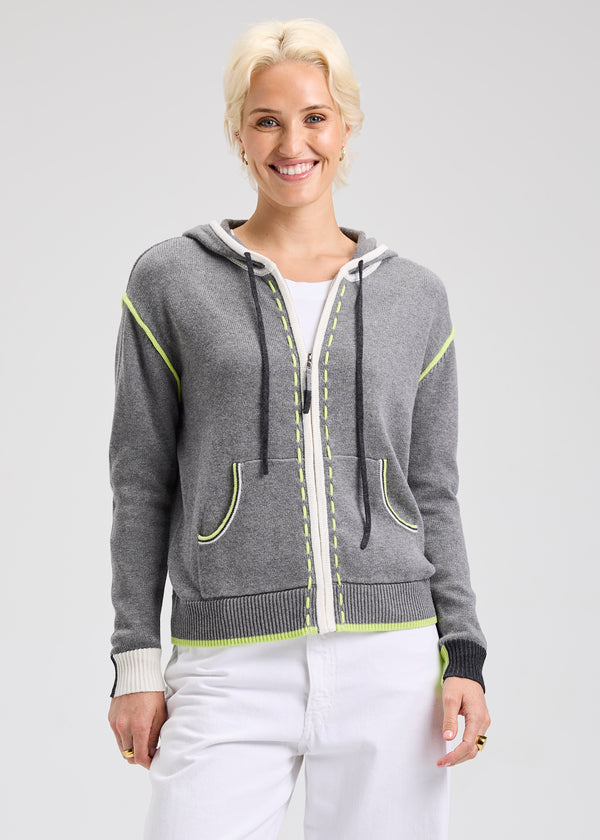 ZIP CARDI WITH STITCHING