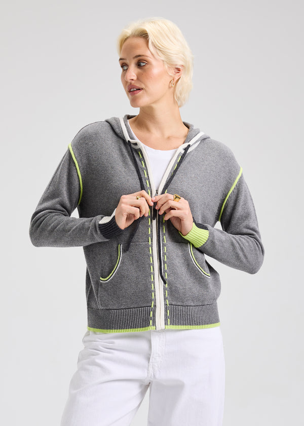 ZIP CARDI WITH STITCHING