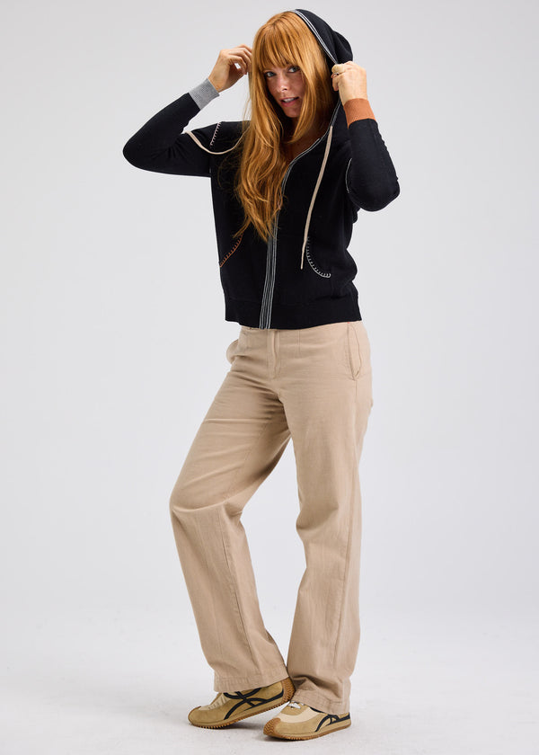 ZIP CARDI WITH HEART STITCH