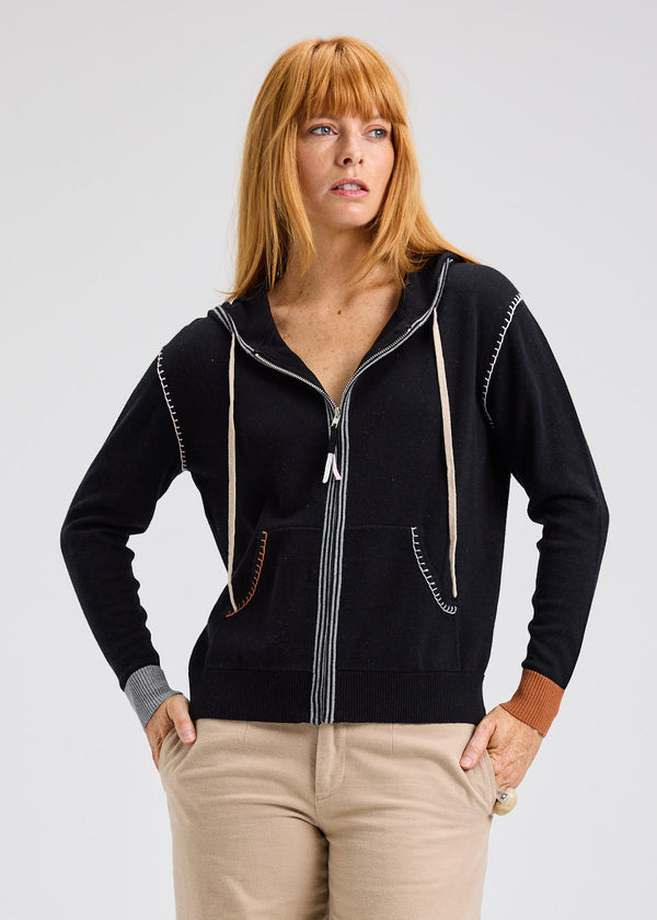 ZIP CARDI WITH HEART STITCH