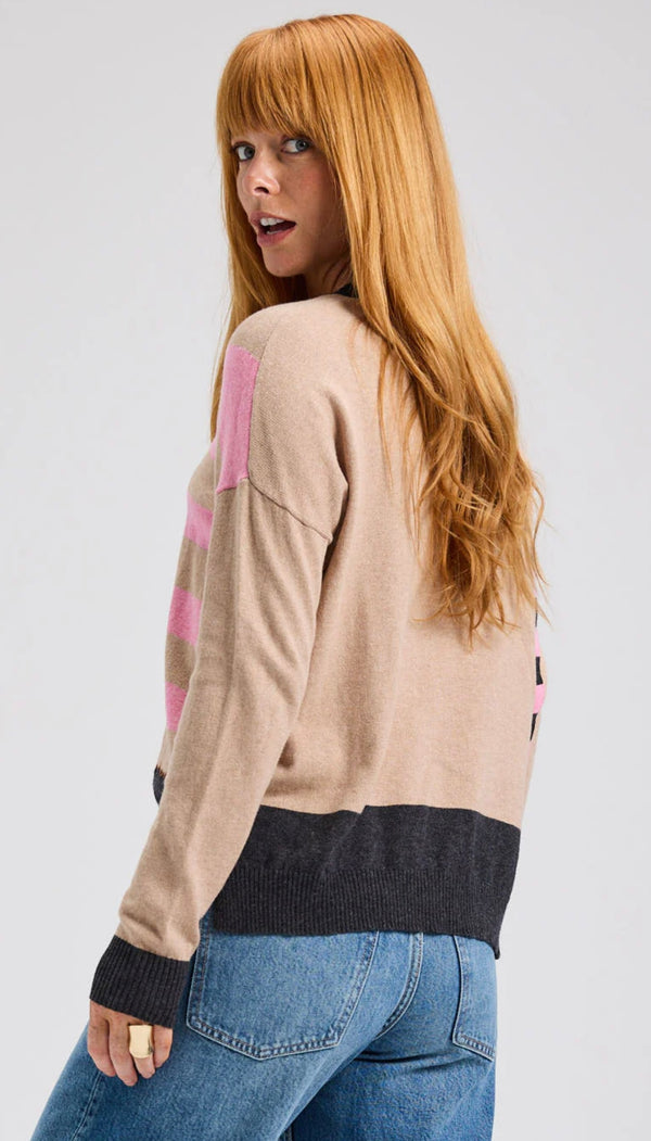 STRIPE WITH WHIPSTITCH SWEATER