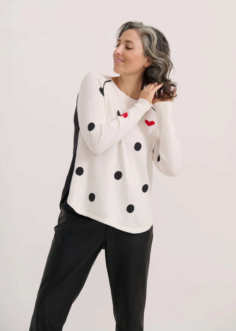 DOTS WITH HEART SWEATER