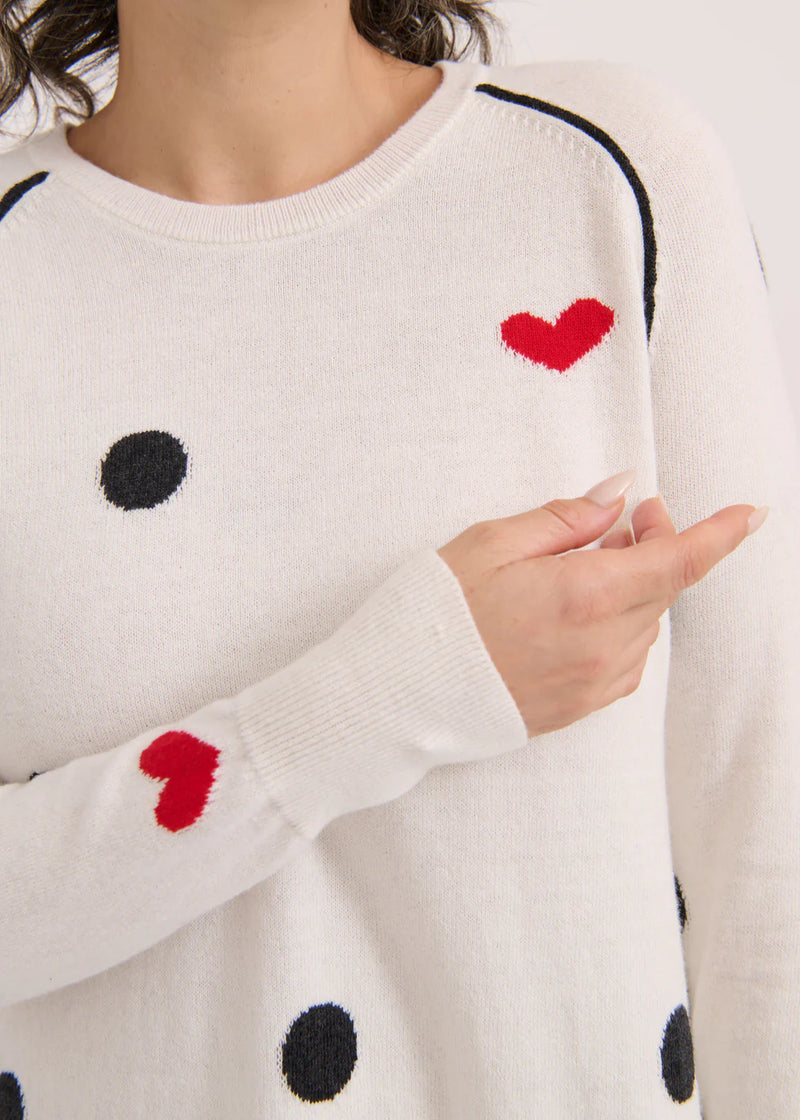 DOTS WITH HEART SWEATER