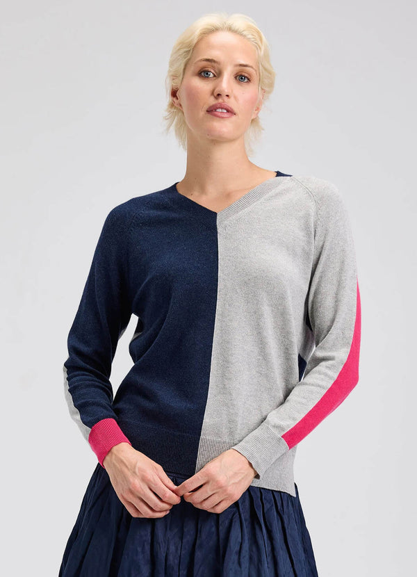 COLOR BLOCK WITH STRIPE BACK