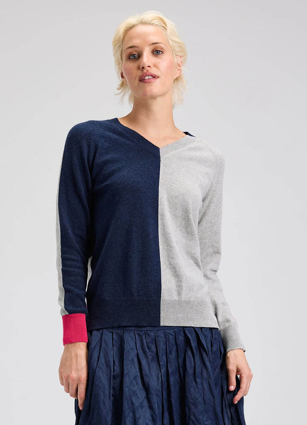 COLOR BLOCK WITH STRIPE BACK