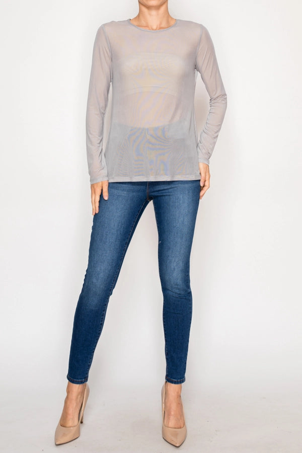 ALL MESH LONG SLEEVE TOP (Available In Black Only)