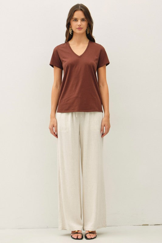 V NECK SHORT SLEEVE TEE SHIRT (available in 2 colors)