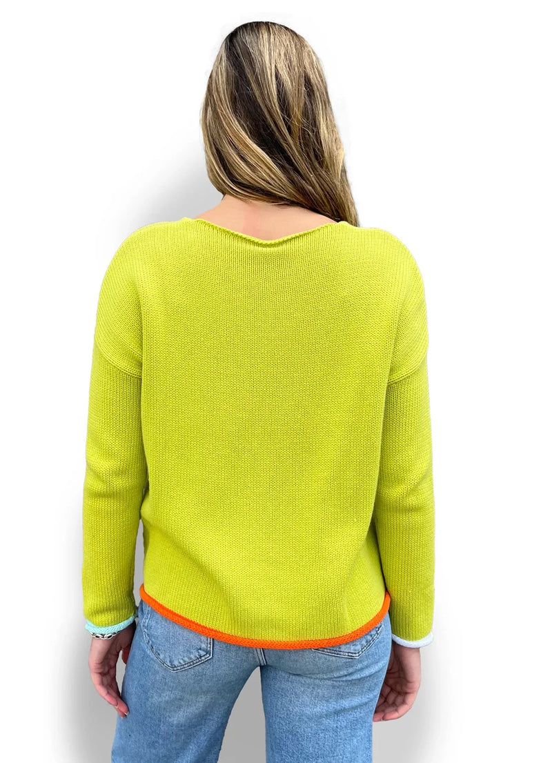 KNIT SWEATER WITH COLOR TRIM