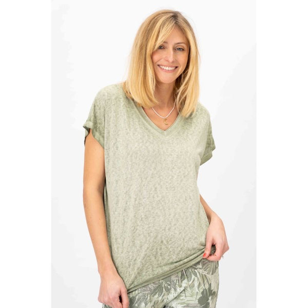 V NECK TEE WITH LUREX (AVAILABLE IN 3 MORE COLORS)
