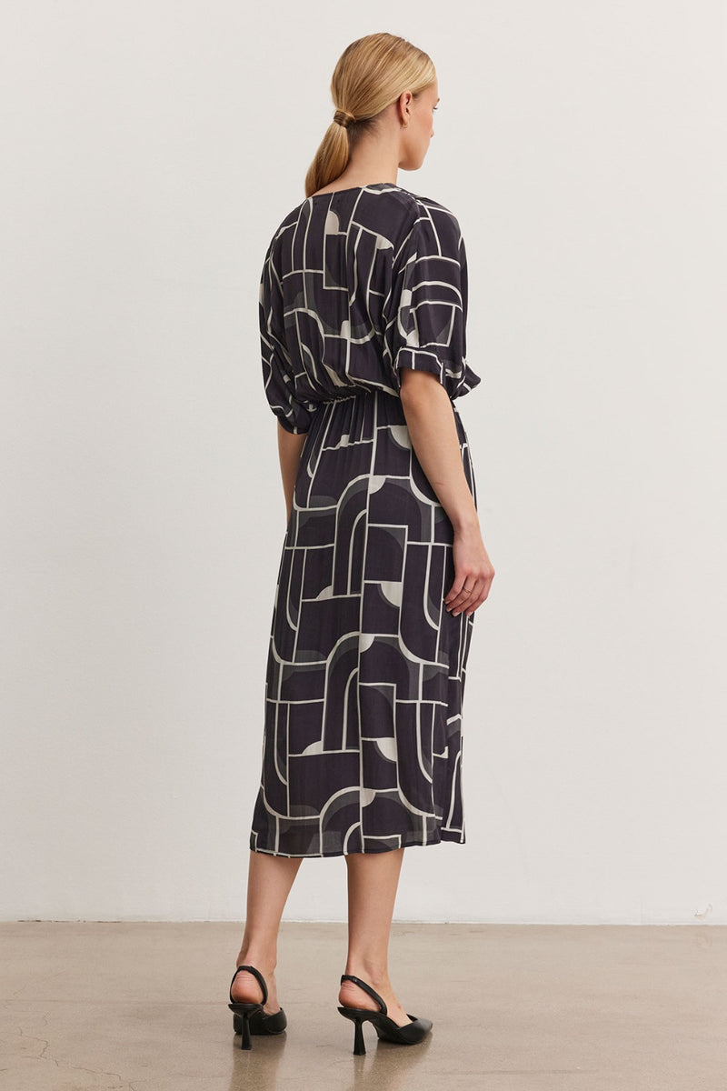 SHORT SLEEVE PRINTED MAXI  DRESS