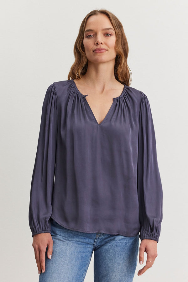 LONG SLEEVE V NECK BLOUSE