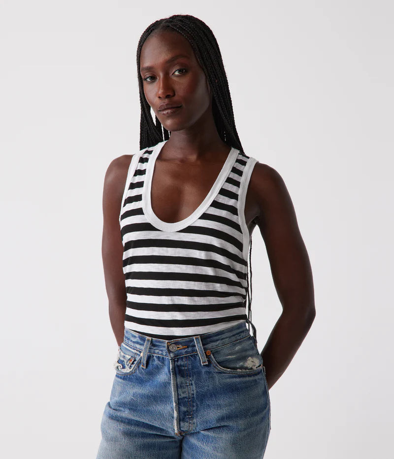 TORI STRIPE SCOOP NECK TANK