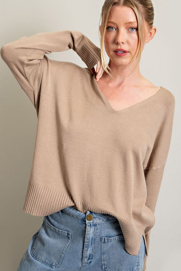 V NECK LONG SLEEVE SWEATER (available more colors)