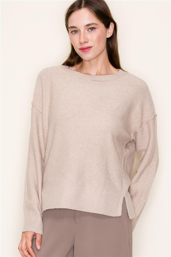 Raw edge sweater