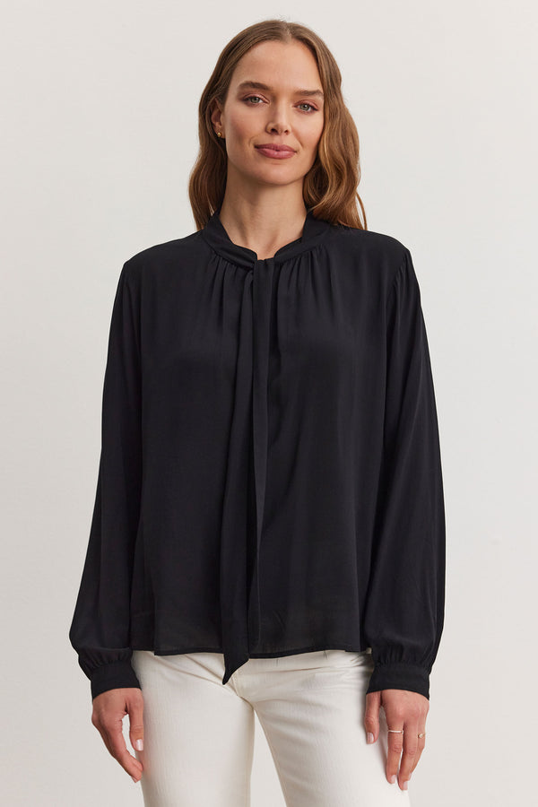 LONG SLEEVE NECK TIE BLOUSE